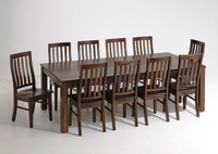 Hardwood Timber Dining Suite Dimensions: 7 Piece W1800mm x D1050 9 piece square W1500mm x D1500 9 piece rectangle W2100mm x D1050 11 piece W2400mm x D1200